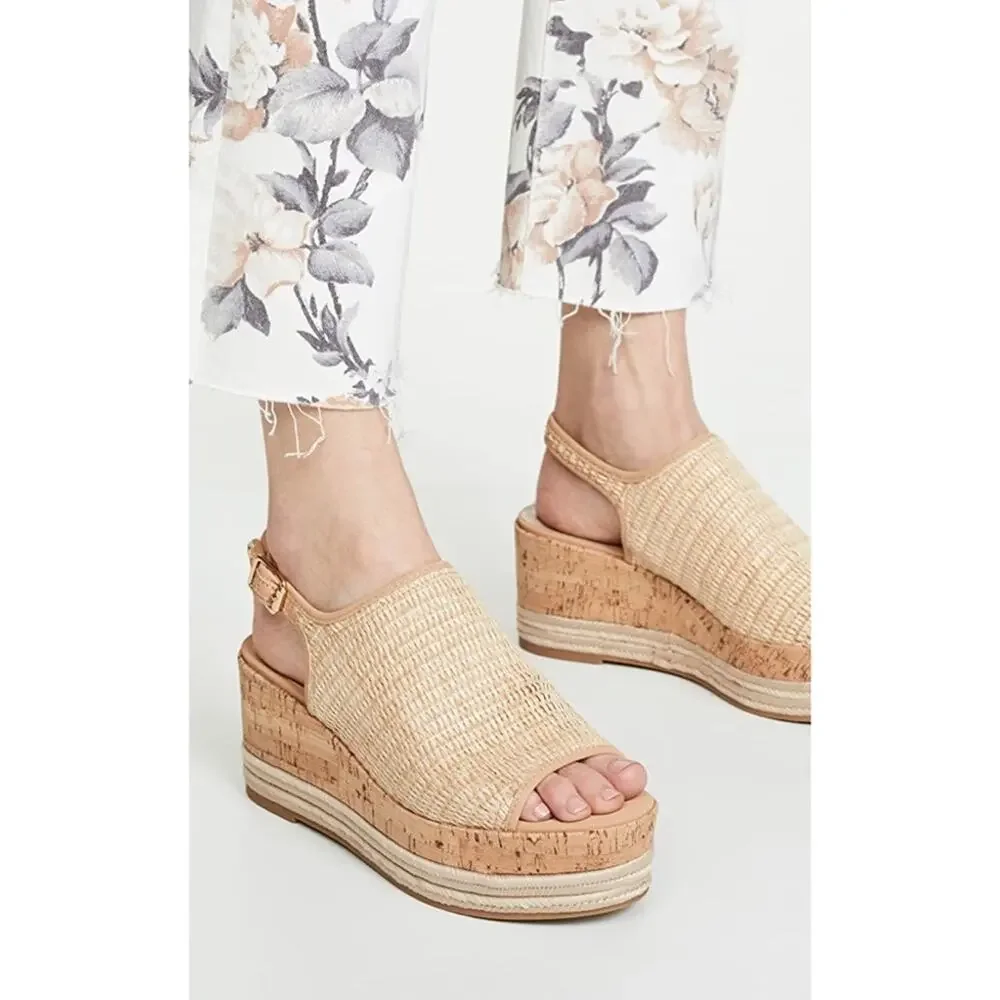 New Steven By Steve Madden Ciera Platform Sandals Natural Multi Women's Size 9